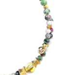 Bracelet en ambre multicolore plaqué or