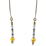 Золота платина бурштинові багатокамінні сережки