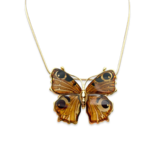 Gold-plated amber pendant Butterfly