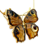 Gold-plated amber pendant Butterfly