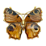 Gold-plated amber pendant Butterfly