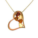 金镀琥珀心形吊坠