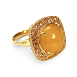 Anillo ámbar bañado en oro