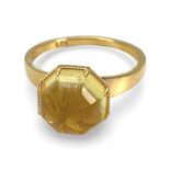 Anillo ámbar bañado en oro