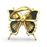 Gold plated amber ring Butterfly