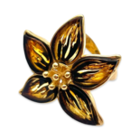 Gold-plated amber ring Flower