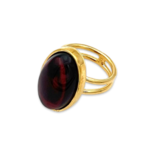 Anillo Ámbar Bañado en Oro, Pequeño