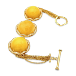 Gold-plated bracelet with amber and zircon