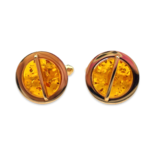 Gold-plated cufflinks with amber