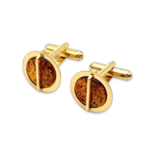 Gold-plated cufflinks with amber