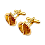 Gold-plated cufflinks with amber