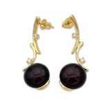 Gold-plated earrings with amber and zircons