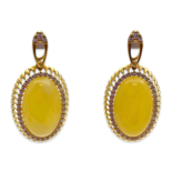 Gold-plated earrings with amber and zircons