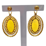 Gold-plated earrings with amber and zircons