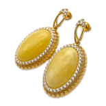 Gold-plated earrings with amber and zircons