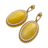 Gold-plated earrings with amber and zircons