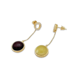 Gold-plated earrings with amber and zircons