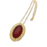 Gold plated necklace with Amber