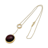 Gold-plated necklace with amber and zircons