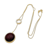 Gold-plated necklace with amber and zircons