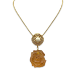 Gold plated necklace with amber rose