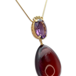Pendentif plaqué or avec ambre et améthyste