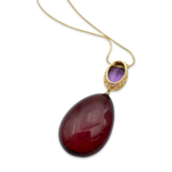 Pendentif plaqué or avec ambre et améthyste