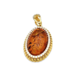 Gold-plated pendant with amber and zircons