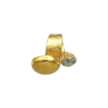 Золотий обручка з бурштином та топазом