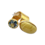 Gold-plated ring with amber and topaz