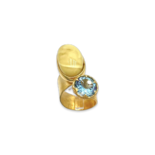 Gold-plated ring with amber and topaz