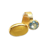 Gold-plated ring with amber and topaz