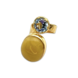 Gold-plated ring with amber and topaz