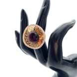 Bague plaquée or avec ambre et zircons