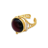 Gold-plated ring with amber and zircons