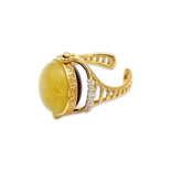 Gold-plated ring with amber and zircons