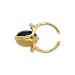 Золотий обрубок з бурштином та цирконами