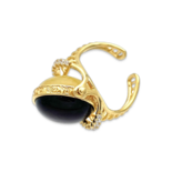 Золотий обрубок з бурштином та цирконами