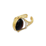 Gold-plated ring with amber and zircons