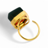 Gold plated ring with red amber