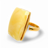 Gold plated ring with yellow amber