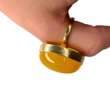 镀金银琥珀戒指