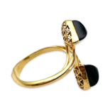 Gold plated silver and amber ring