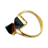 Gold plated silver and amber ring