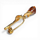 Gold-Plated Silver Brooch with Cognac Amber Rose