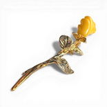 Gold-Plated Silver Brooch with Yellow Amber Rose