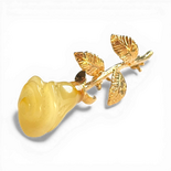 Gold-Plated Silver Brooch with Yellow Amber Rose