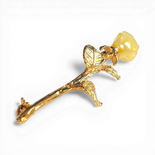 Gold-Plated Silver Brooch with Yellow Amber Rose