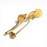 Gold-Plated Silver Brooch with Yellow Amber Rose