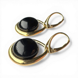 Gold-Plated Silver Earrings with Dark Cherry Amber